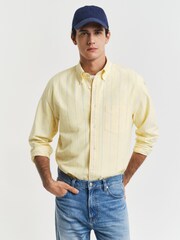 GANT Yellow Relaxed Heritage Oxford 100% Cotton Stripped Shirt - Image 1 of 7