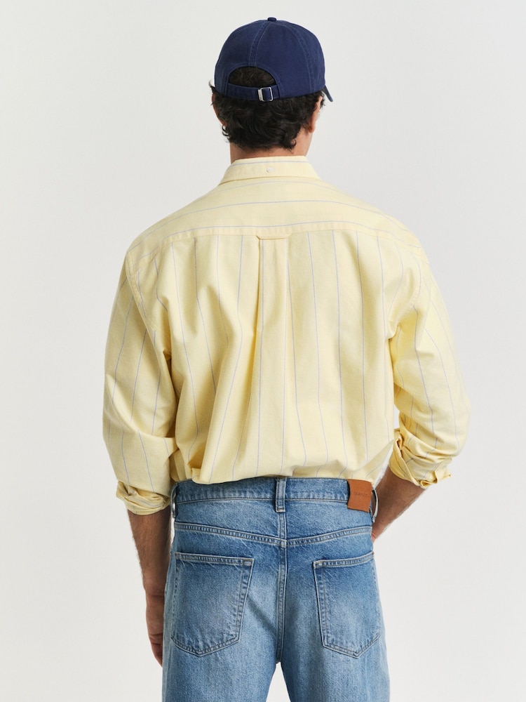 GANT Yellow Relaxed Heritage Oxford 100% Cotton Stripped Shirt - Image 2 of 7 GANT Yellow Relaxed Heritage Oxford 100% Cotton Stripped Shirt - Image 2 of 7