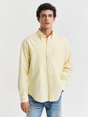 GANT Yellow Relaxed Heritage Oxford 100% Cotton Stripped Shirt - Image 4 of 7