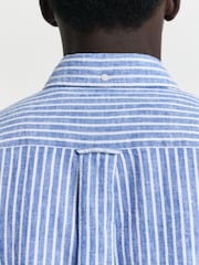 GANT Blue Linen Blend Short Sleeve Shirt - Image 4 of 6