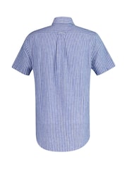 GANT Blue Linen Blend Short Sleeve Shirt - Image 6 of 6