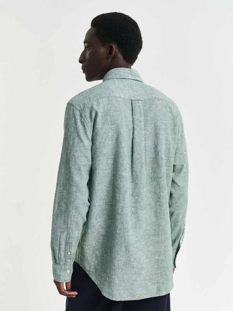 GANT Green Regular Fit 100% Cotton Linen Shirt - Image 2 of 8 GANT Green Regular Fit 100% Cotton Linen Shirt - Image 2 of 8