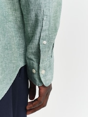 GANT Green Regular Fit 100% Cotton Linen Shirt - Image 5 of 8