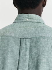 GANT Green Regular Fit 100% Cotton Linen Shirt - Image 6 of 8