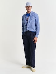 GANT Blue Regular Fit 100% Cotton Linen Shirt - Image 3 of 8