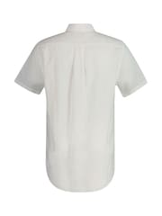 GANT White Regular Fit Short Sleeve 100% Cotton Linen Shirt - Image 8 of 8