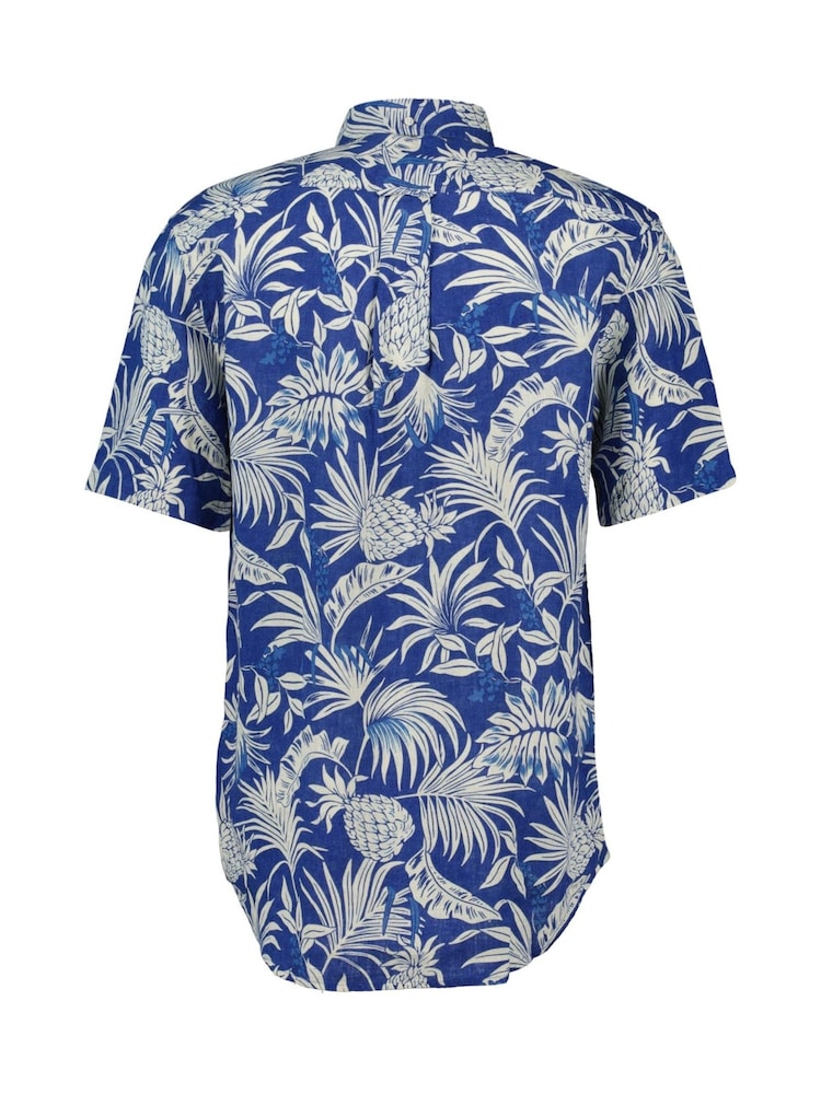 GANT Blue Tropical Print Linen Shirt - Image 5 of 5