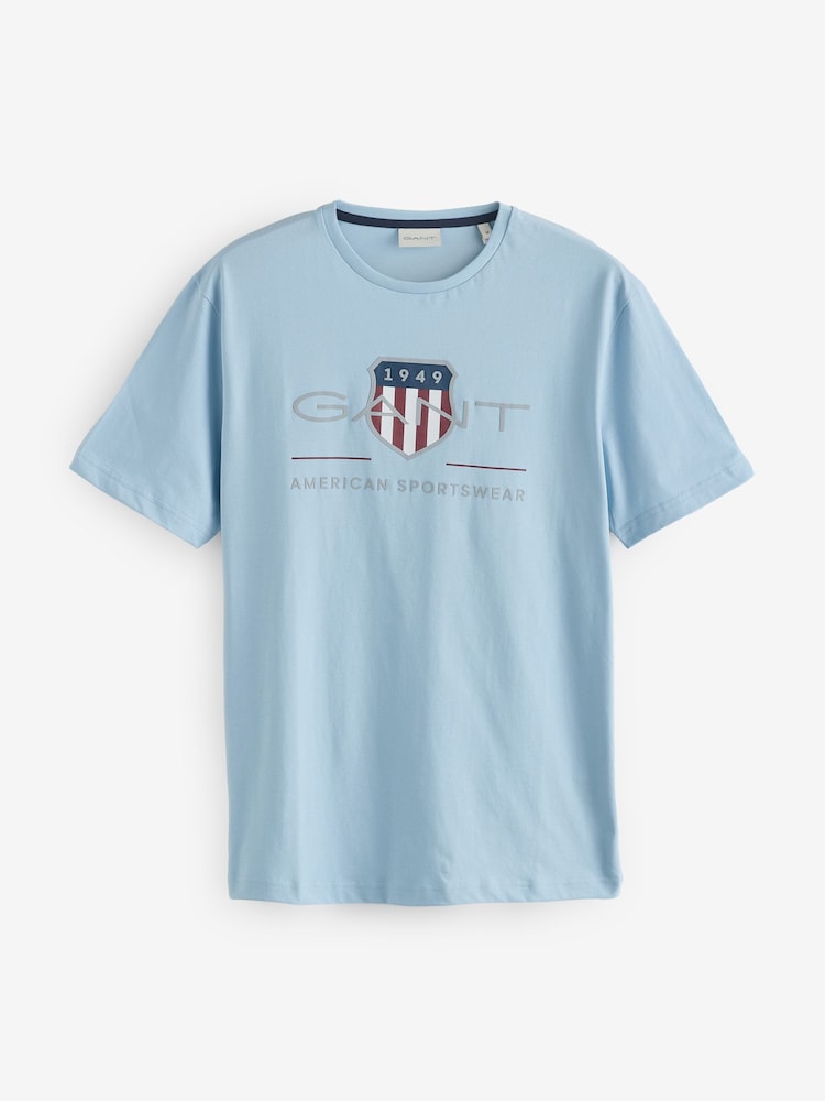 Hellblau - GANT T-Shirt mit Grafik-Wappen-Logo - Bild 4 von 4