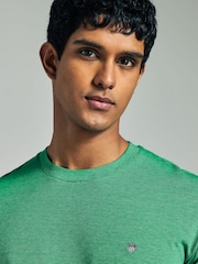 GANT Green Yarn Dyed Stripe Cotton T-Shirt - Image 3 of 4