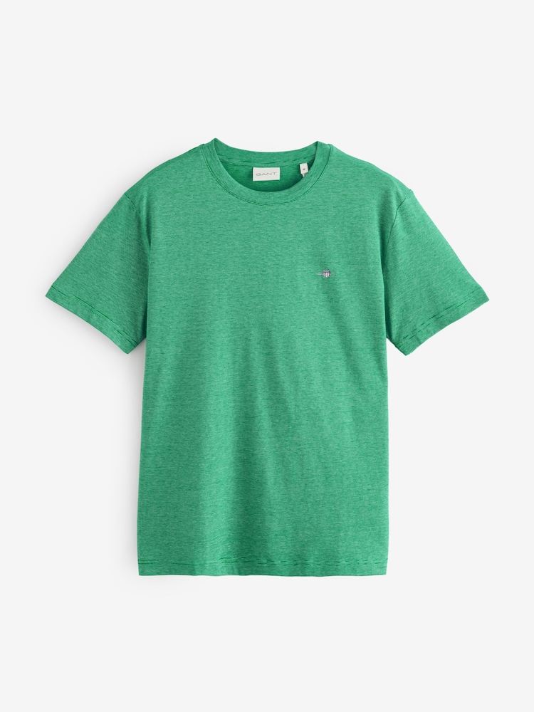 GANT Green Yarn Dyed Stripe Cotton T-Shirt - Image 4 of 4