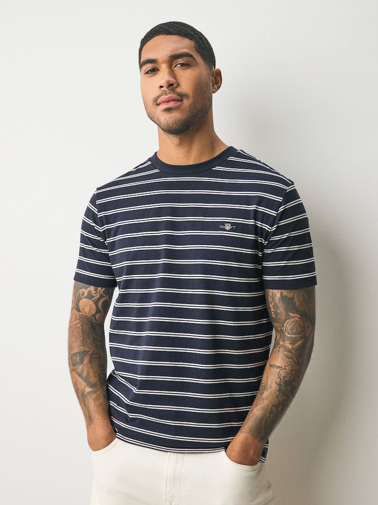 GANT Navy Short Sleeve Striped T-Shirt - Image 1 of 8