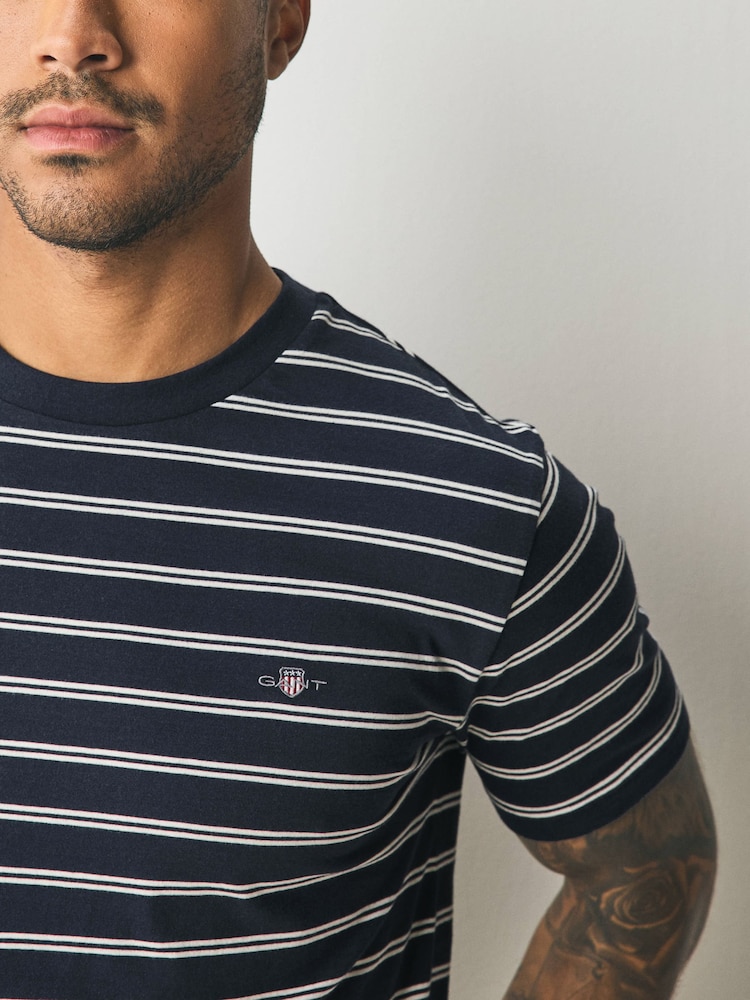 GANT Navy Short Sleeve Striped T-Shirt - Image 5 of 8