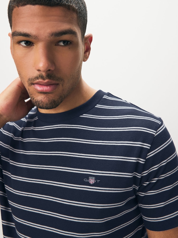 GANT Navy Short Sleeve Striped T-Shirt - Image 6 of 8