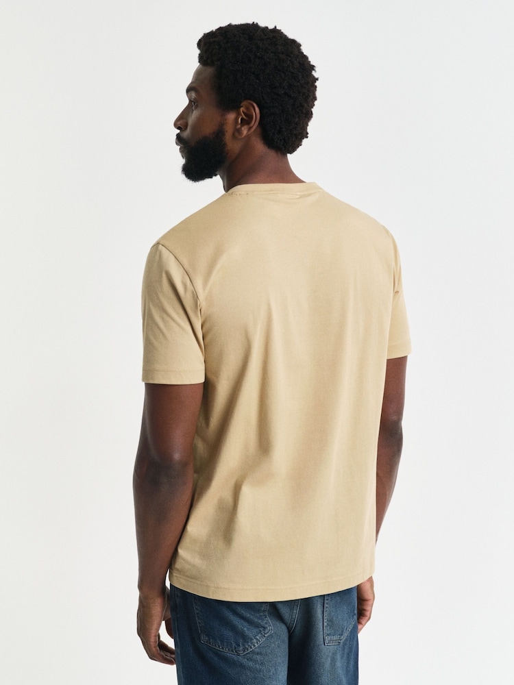 GANT Beige Short Sleeve Printed 100% Cotton Grpahic T-Shirt - Image 2 of 5