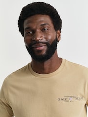 GANT Beige Short Sleeve Printed 100% Cotton Grpahic T-Shirt - Image 3 of 5