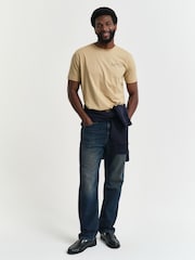 GANT Beige Short Sleeve Printed 100% Cotton Grpahic T-Shirt - Image 4 of 5