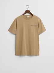 GANT Beige Short Sleeve Printed 100% Cotton Grpahic T-Shirt - Image 5 of 5