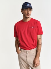 Красный - GANT Short Sleeve Printed 100% Cotton Grpahic T-Shirt - Image 1 of 5