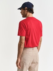 Красный - GANT Short Sleeve Printed 100% Cotton Grpahic T-Shirt - Image 2 of 5