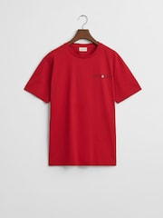 Красный - GANT Short Sleeve Printed 100% Cotton Grpahic T-Shirt - Image 5 of 5
