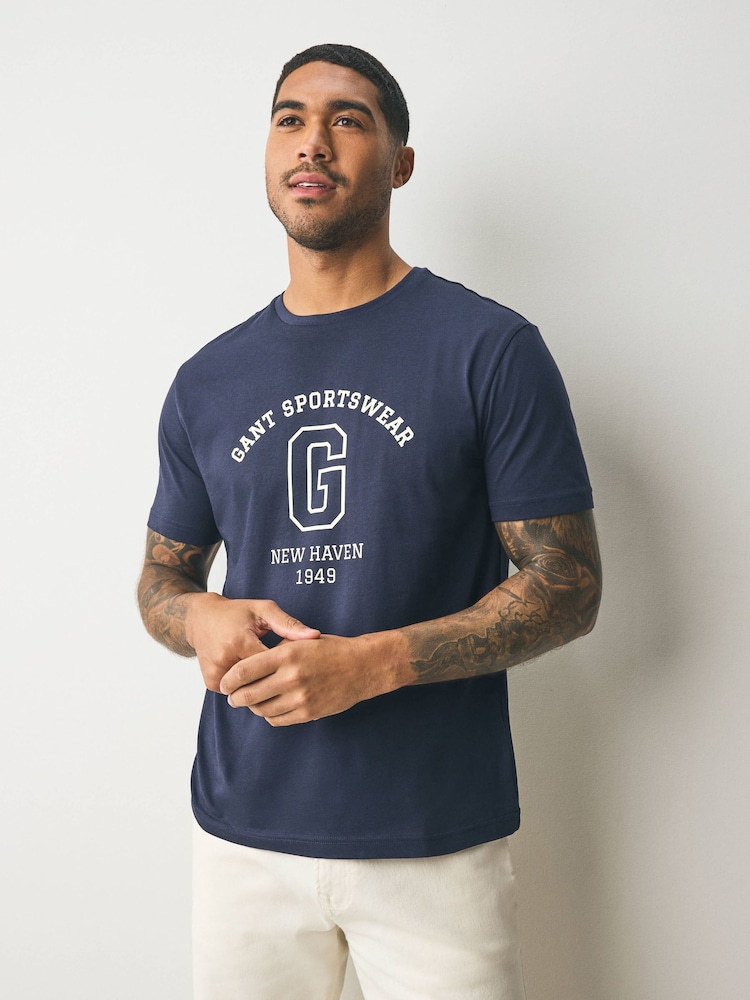 GANT Navy Sports New Haven Logo T-Shirt - Image 1 of 5