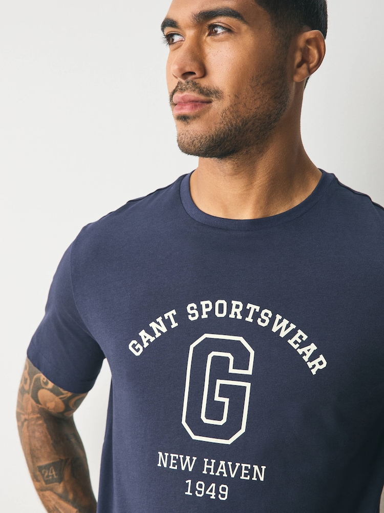 GANT Navy Sports New Haven Logo T-Shirt - Image 3 of 5