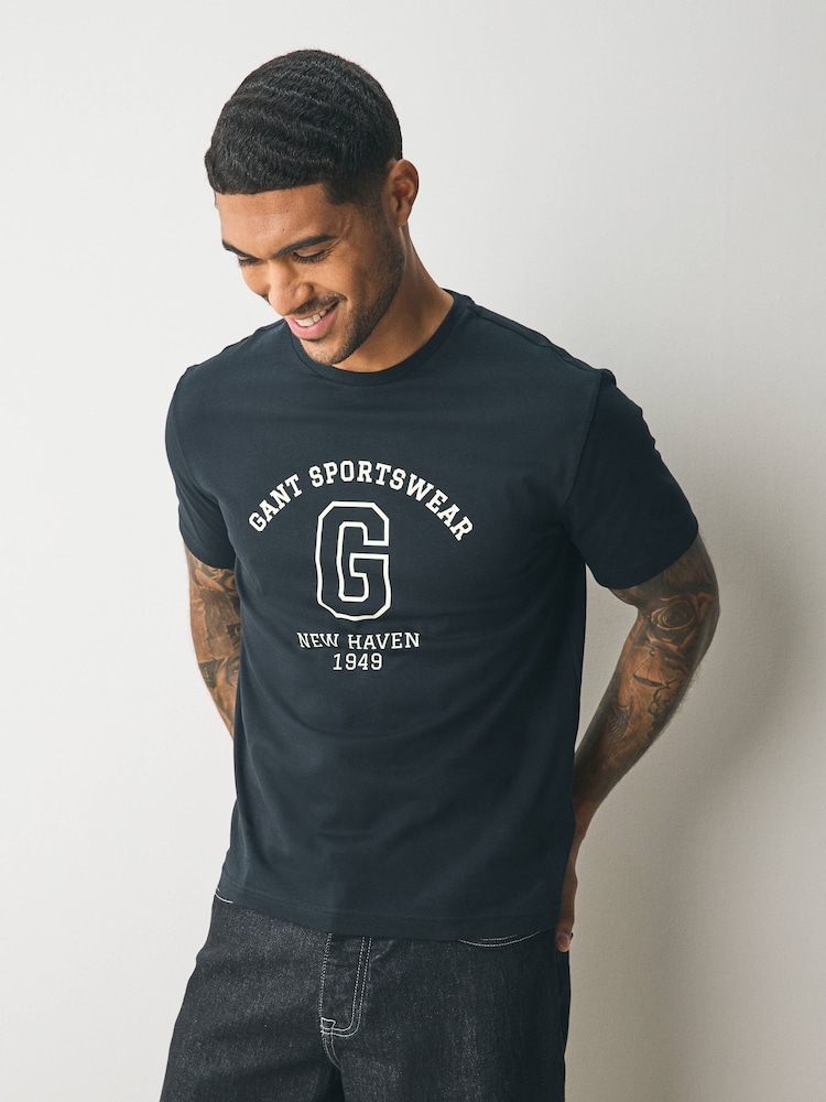 črna - GANT Sports New Haven Logo T-Shirt - Slika 1 iz 5