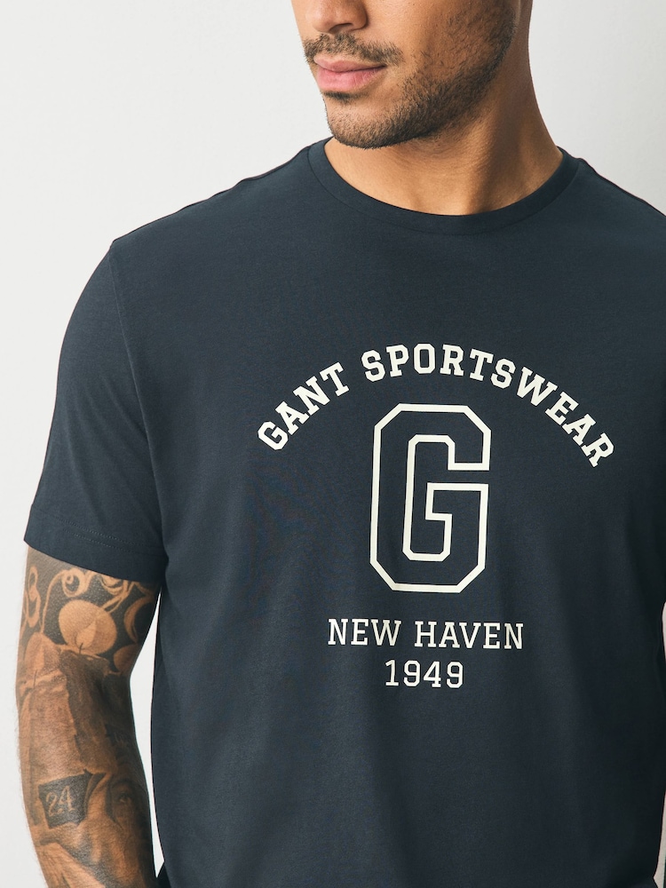 GANT Black Sports New Haven Logo T-Shirt - Image 3 of 5