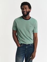 Зеленый - GANT Ringer Pique T-Shirt - Image 1 of 5