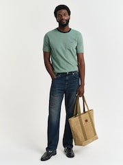 Зеленый - GANT Ringer Pique T-Shirt - Image 3 of 5