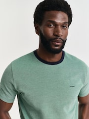 Зеленый - GANT Ringer Pique T-Shirt - Image 4 of 5