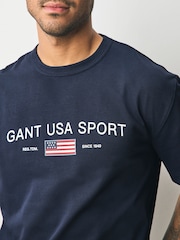 GANT Navy Sports Logo Graphic T-Shirt - Image 3 of 6