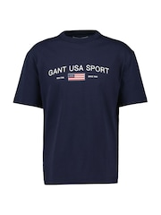 GANT Navy Sports Logo Graphic T-Shirt - Image 4 of 6