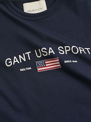 GANT Navy Sports Logo Graphic T-Shirt - Image 6 of 6