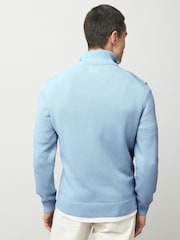 GANT Light Blue Quarter Zip Knit Cotton Jumper - Image 2 of 4