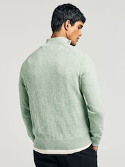 GANT Green 100% Cotton Slubbed Finish Half Zip Jumper - Image 2 of 6