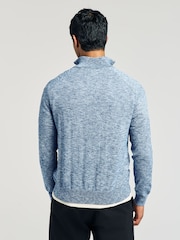 GANT Blue 100% Cotton Slubbed Finish Half Zip Jumper - Image 2 of 5