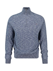 GANT Blue 100% Cotton Slubbed Finish Half Zip Jumper - Image 4 of 5