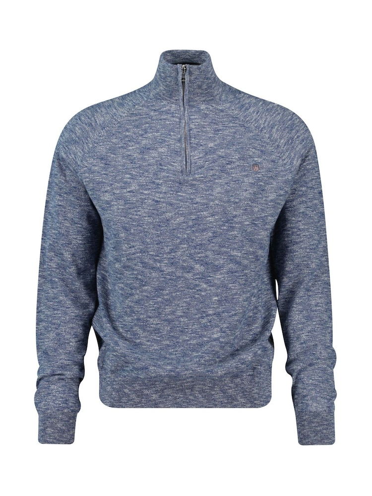 Синій - Джемпери GANT 100% Cotton Slubbed Finish Half Zip - Image 4 of 5