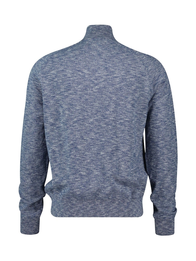 GANT Blue 100% Cotton Slubbed Finish Half Zip Jumper - Image 5 of 5