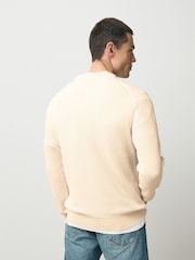 GANT Cream 100% Cotton Textured Crew Neck Jumper - Image 2 of 4