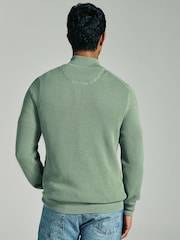 Verde claro - GANT 100% Cotton Pique Quarter Zip Jumper - Imagen 2 de 4