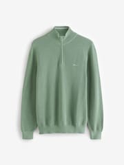 Verde claro - GANT 100% Cotton Pique Quarter Zip Jumper - Imagen 4 de 4
