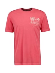GANT Red Sunfaded Printed 100% Cotton T-Shirt - Image 1 of 2