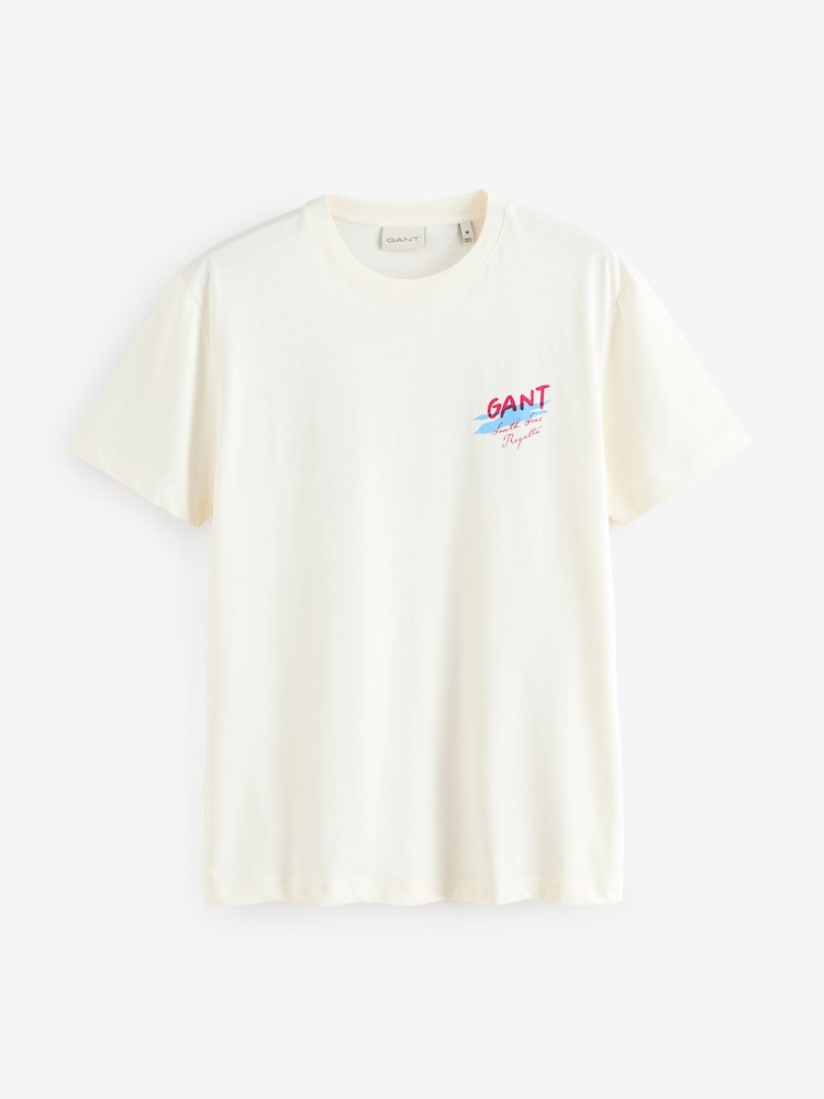 GANT Cream Back Graphic Logo T-Shirt - Image 5 of 6