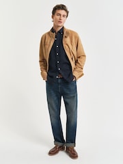 GANT Navy 100% Cotton Regular Fit Short Sleeve Garment Dyed Linen Shirt - Image 3 of 5