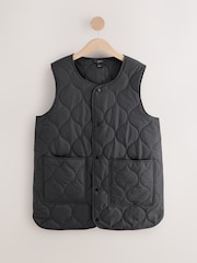Black Sleeveless Gilet Quilt Jacket - Image 1 of 3