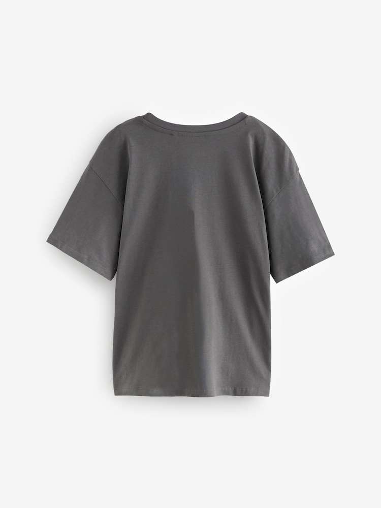 Charcoal Grey 100% Cotton Strawberry Graphic Oversized T-Shirt (3-16yrs) - Image 1 of 4 Charcoal Grey 100% Cotton Strawberry Graphic Oversized T-Shirt (3-16yrs) - Image 1 of 4