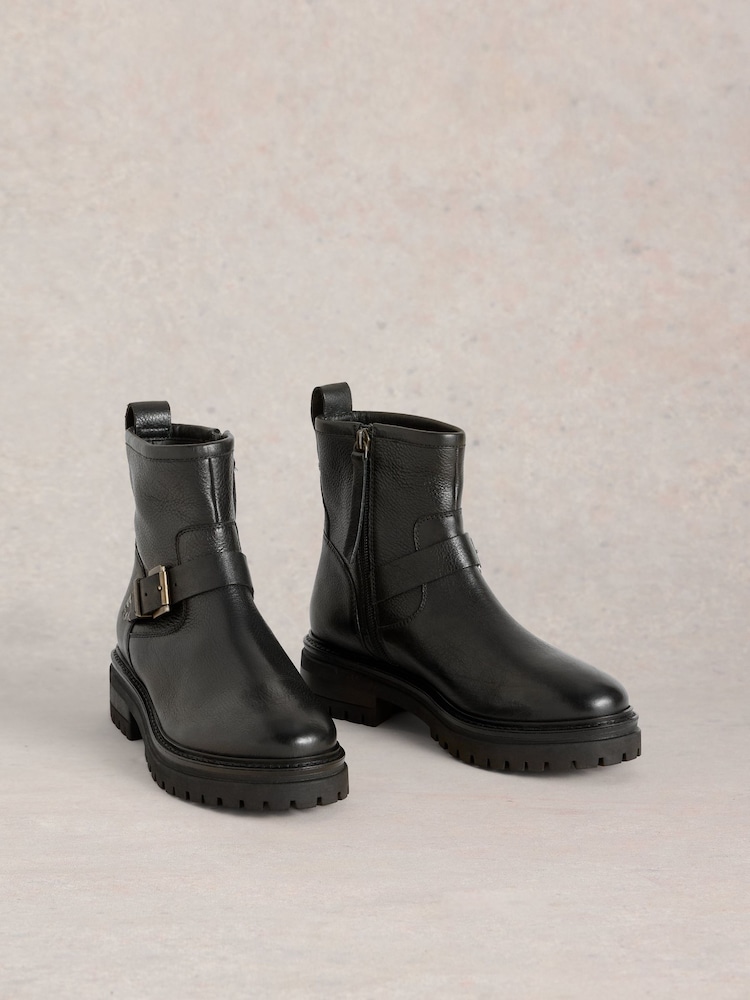 White Stuff Black Birdy Crop Biker Boots - Image 2 of 4