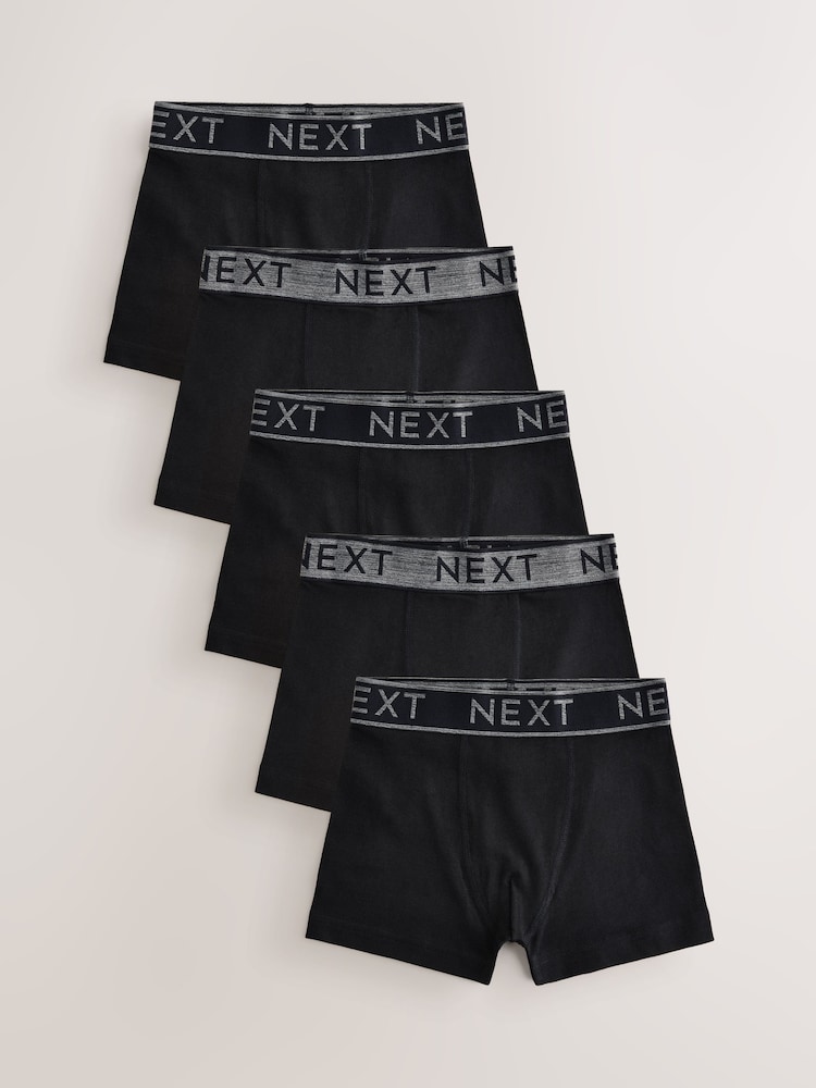 Black with Grey Waistband Trunks 5 Pack (1.5-16yrs) - Image 1 of 9
